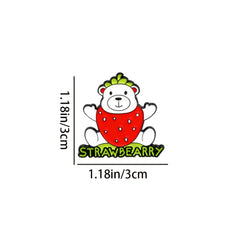 Strawberry Bear Brooch Funny Anime Pin Clothing Decoration