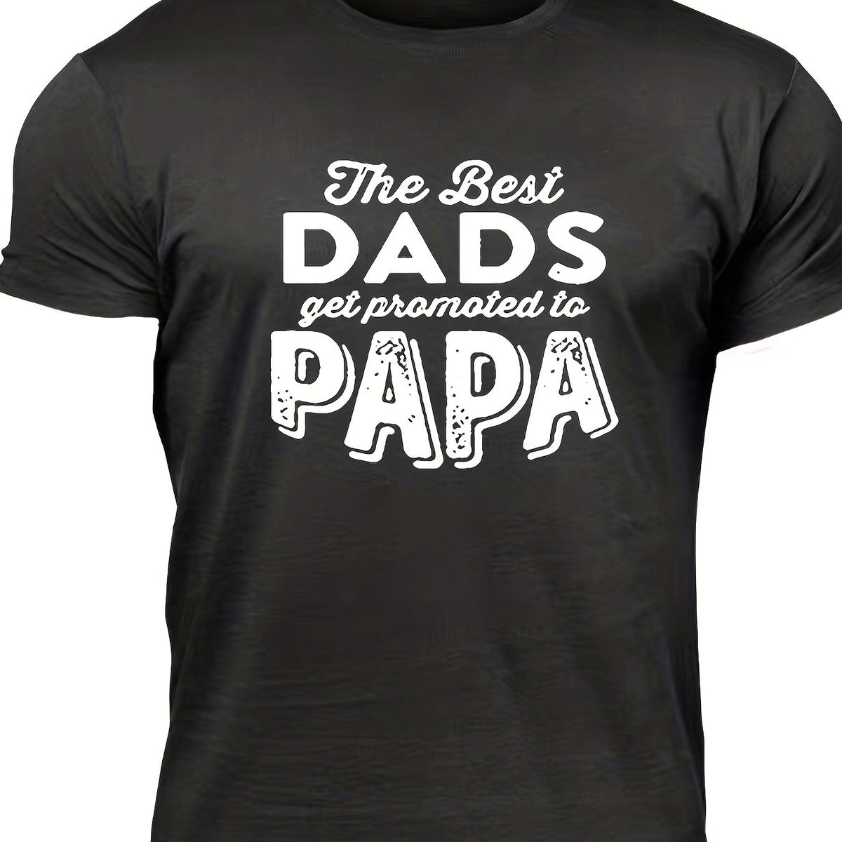 Papa Men's Letter Print T-shirt Casual Comfy Crew Neck Tee