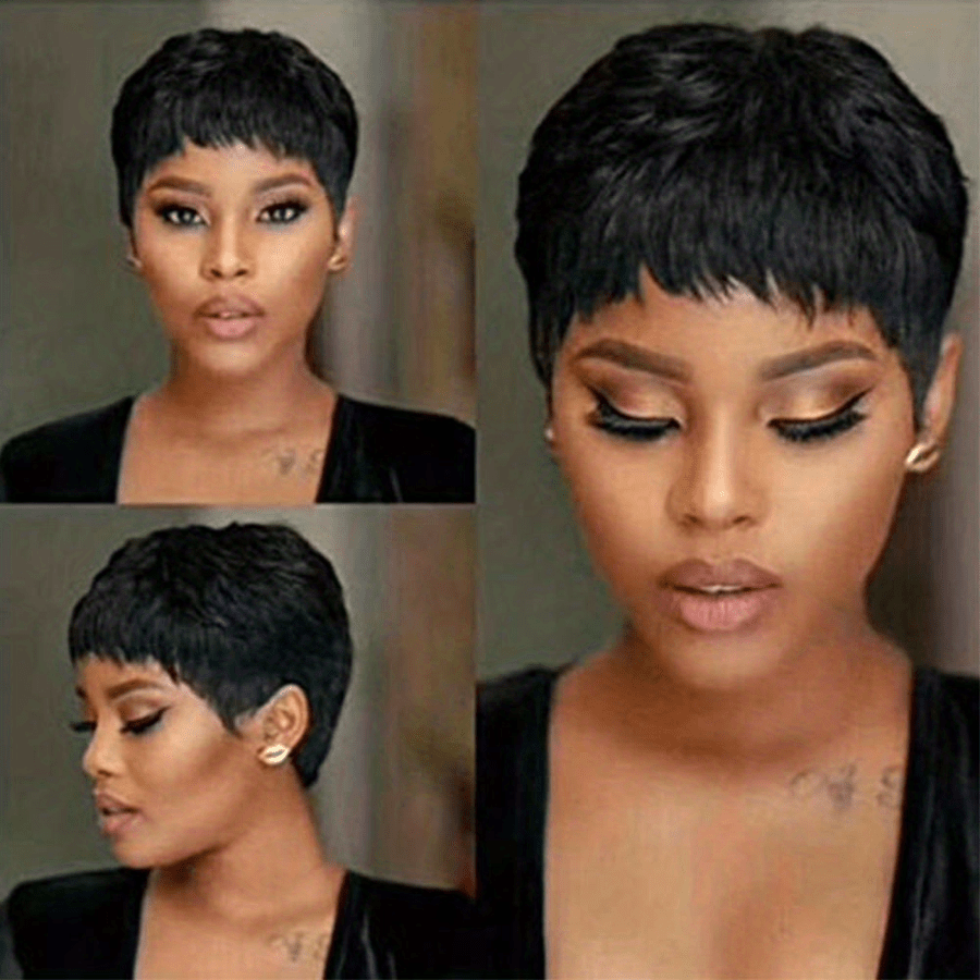 Short Curly Pixie Wig Natural Fluffy Wig for Daily Party Halloween