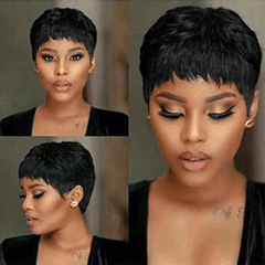 Short Curly Pixie Wig Natural Fluffy Wig for Daily Party Halloween