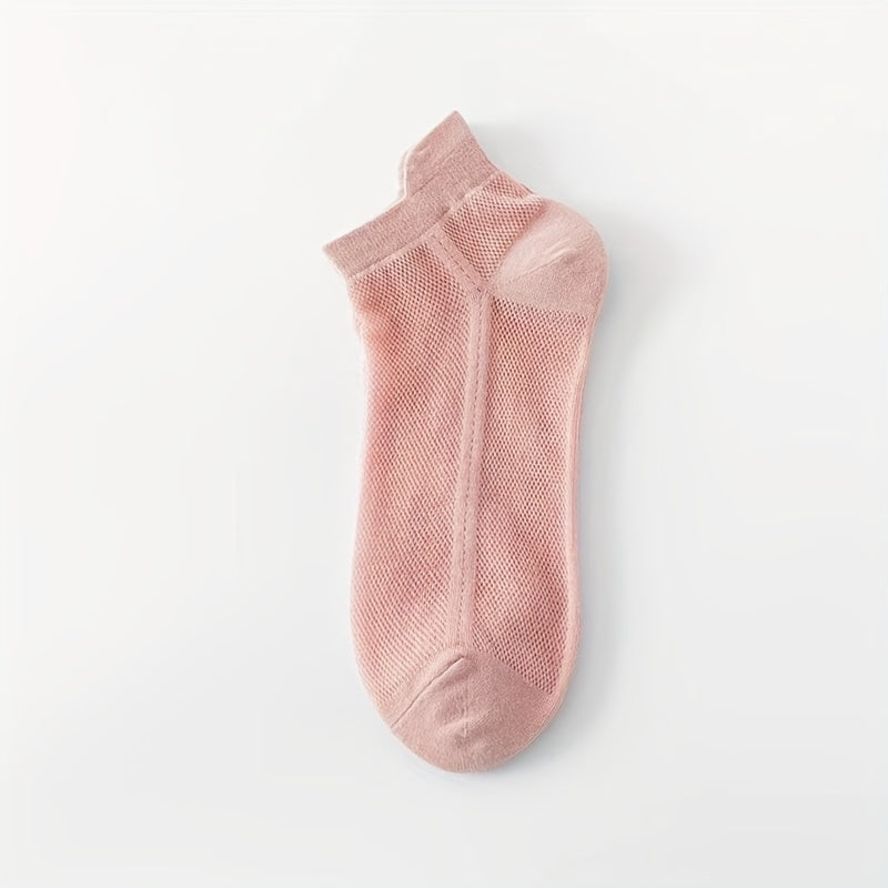5 Pairs Solid Mesh Low Cut Ankle Socks Women's Stockings