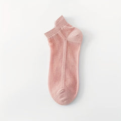 5 Pairs Solid Mesh Low Cut Ankle Socks Women's Stockings