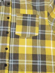  Plaid Print Long Shirt Button Front Collar