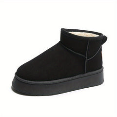 Women's Plush Lined Ankle Boots Platform Slip On Snow Boots