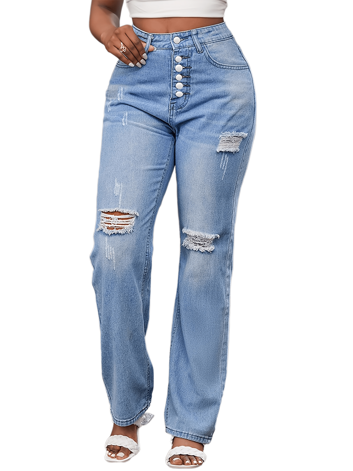 Casual Jeans Women's Plus High Rise Jeans