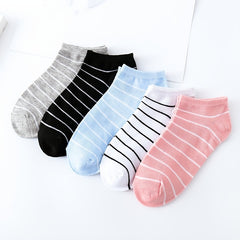 Striped Cotton Blend Ankle Socks Women's Stockings