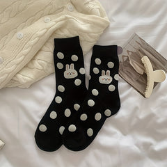 4 Pairs Bunny Print Socks Cute & Comfy Women's Stockings & Hosiery