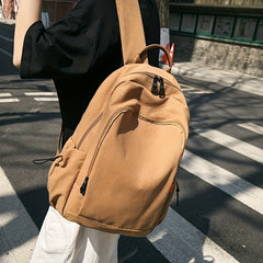 Solid Backpack Large Capacity Casual School Bag Women's Rucksack