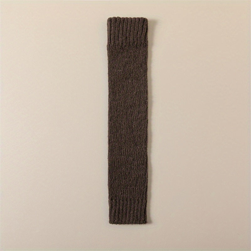 Solid Rib Knit Leg Warmers All-match Knee High Socks Women's Stockings