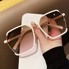 Oversized Geometric Sunglasses Gradient Metal UV400