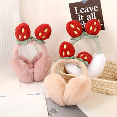 Women's Strawberry Earmuffs for Christmas - Comfortable Winter Ear Warmers