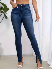 High Waist Dark Skinny Jeans for Women