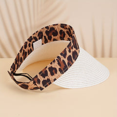 Leopard Block Visor Hat Women UV Protection