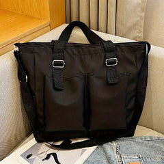 Nylon Shoulder Bag with Front Pockets Large Capacity Crossbody Bag