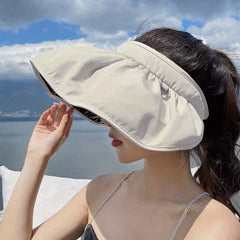 Wide Brim Shell Visor Hat Sun Hat UV Protection Travel Beach Hat