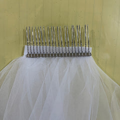 Double Layer Bridal Veil Sheer Polyester Yarn with Metal Comb