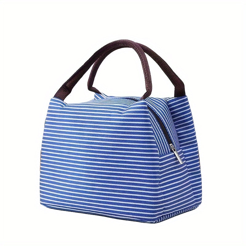 Portable Striped Insulated Bag for Office School Picnic