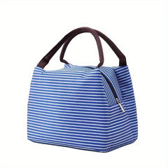 Portable Striped Insulated Bag for Office School Picnic