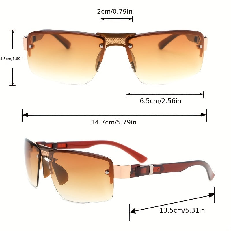 Semi Rimless Wrap Around Sunglasses UV400