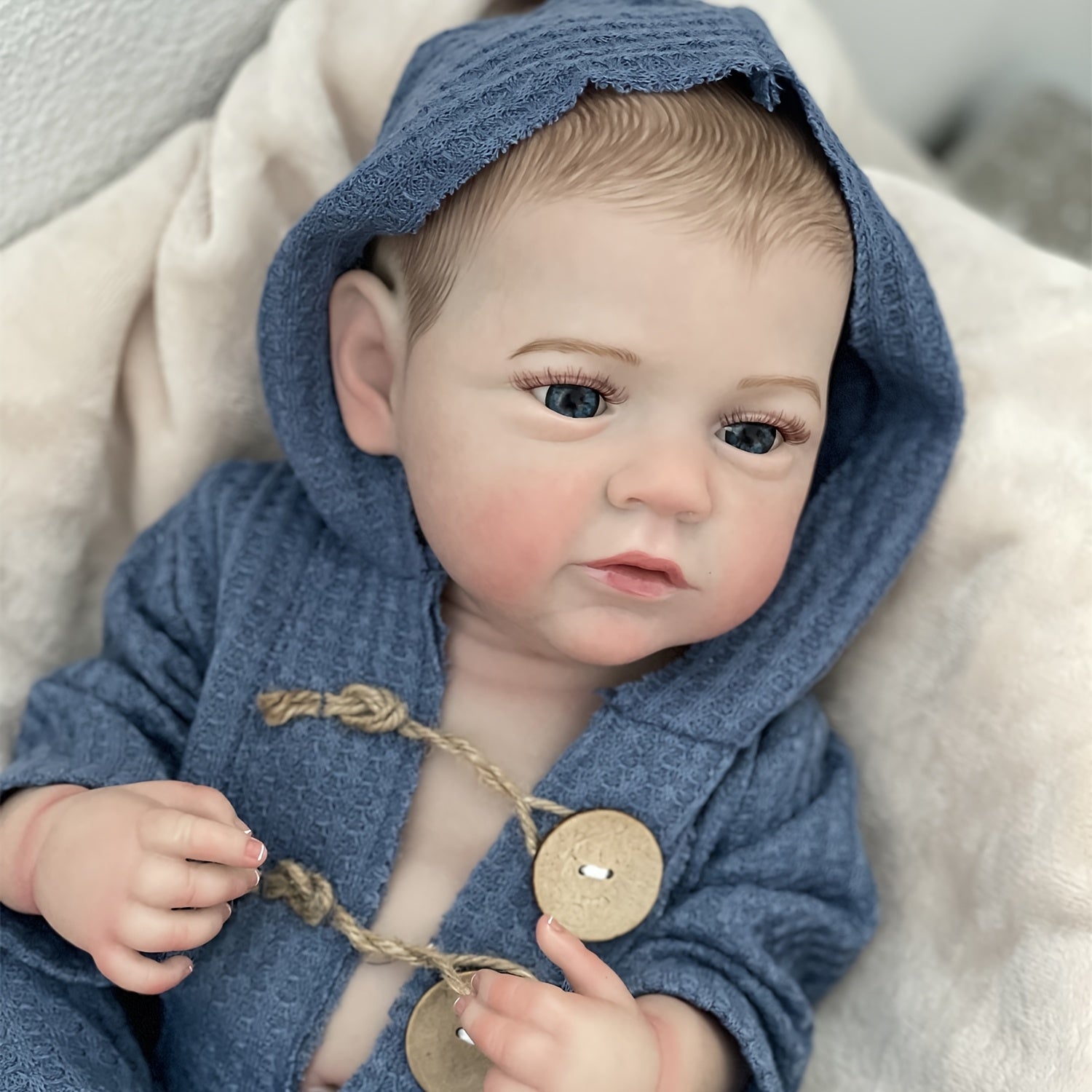 Realistic Baby Boy Reborn Doll with Open Eyes 3D Painted Hair & Full Body Vinyl