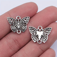 10PCS Silvery Butterfly Ornament Connector Alloy Pendant Key Chain