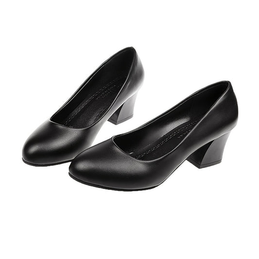 Chunky Heel Court Shoes Pointed Toe Low Heels Women's Footwear