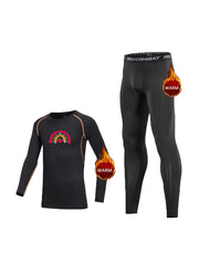 2pcs Toddler Fleece Compression Sets, Cartoon Print Long Sleeve Crew Neck