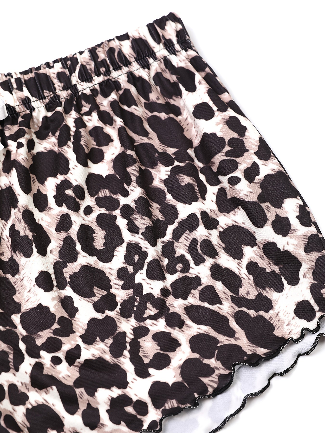 Scallop Trim Cami Pajama Set & Leopard Print Shorts