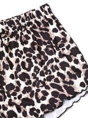 Scallop Trim Cami Pajama Set & Leopard Print Shorts