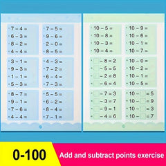 Math Exercise Book & Arithmetic Cards for Addition/Subtraction Within 10-100