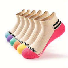 6 Pairs Colorblock Sports Socks Low Cut Ankle Socks Women's Stockings