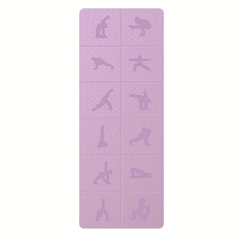 Foldable TPE Yoga Mat With Guide Lines Lightweight Portable Non Slip Pilates Mat