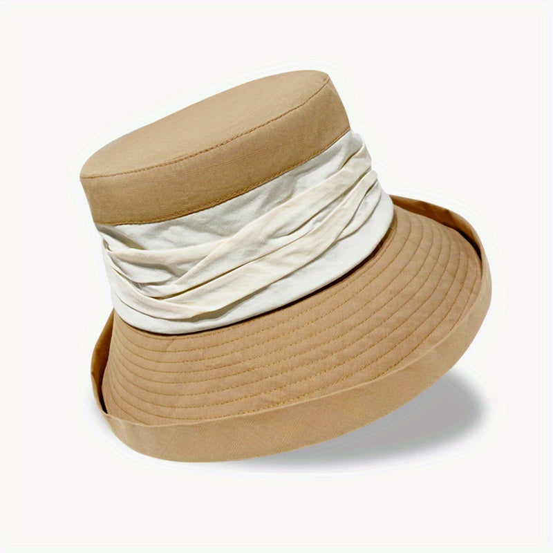 Vintage Block Bucket Hat Rolled Brim Lightweight Classic Basin Hat