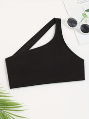 One Shoulder Strap Cami Top Hollow Out Crop Top Women's Lingerie