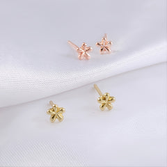 Small Floral Stud Earrings in Golden and Silver