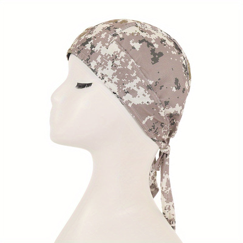 Unisex Camo Print Head Wrap Pirate Hat Summer Sweat-absorbing Outdoor Riding
