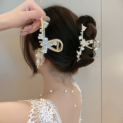 Golden Butterfly Hair Clips Strong Hold Flower Hair Clamps