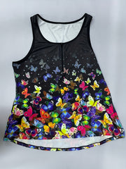 Plus Size Butterfly Print Half Zip Tennis Gym Tank Dress