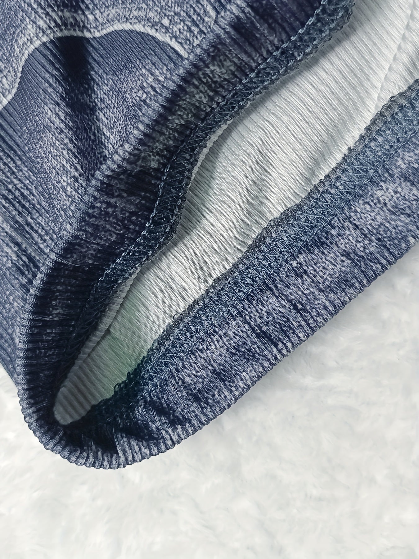  Denim & Brush Print High Rise Skinny Shorts