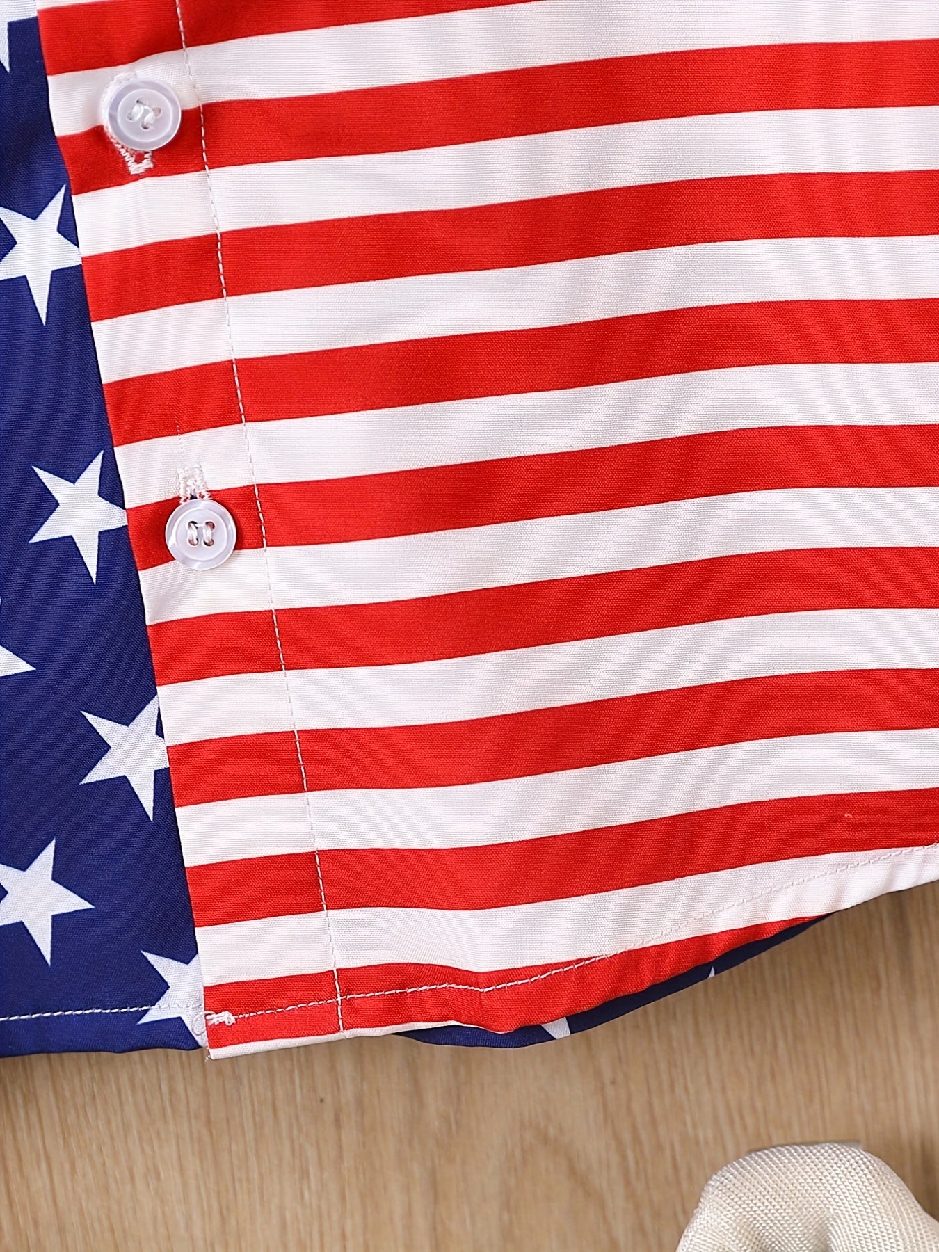 Boys Stars & Stripes Print Shirt Short Sleeve Collared Tops For Kids Summer