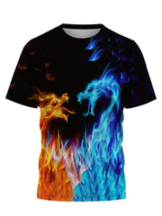 Flame Phoenix 3D Print Boys T-shirt Lightweight Short Sleeve Tee