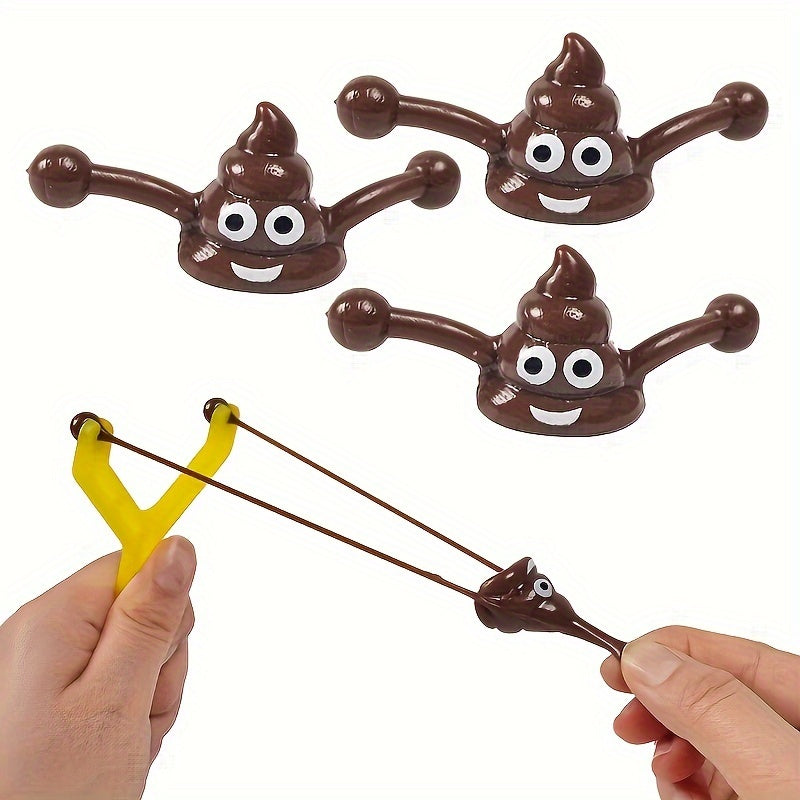 Prank Poop Slingshot Toy Set for Kids - 6 Pack Mixed Novelty Gag Gift