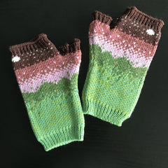 Gradient Knit Gloves Moon Jacquard Half Finger Warm Gloves For Women