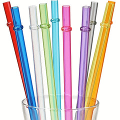 12 Rainbow Long Reusable Straws for Tall Cups Tumblers Mason Jars