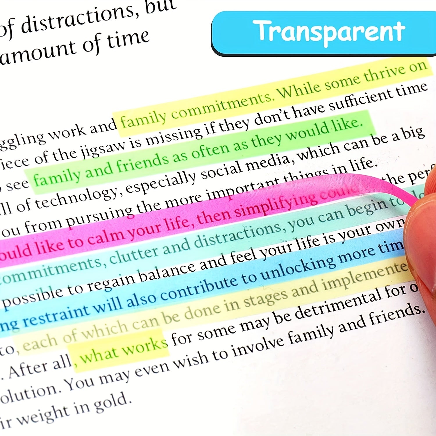 Morandi Neon Highlighter Tape Sticky Page Markers Clear Tabs