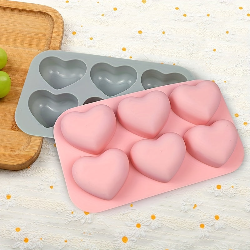 6 Cavities 3D Love Heart Silicone Cake Mold for Desserts