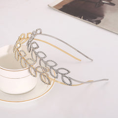 Golden Leaf Bridal Hairband Wedding Headpiece Crystal Headband