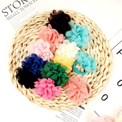 50pcs Chiffon Flower Hair Ties Ponytail Holders Hair Accessories For Girls