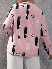  Graphic Print Long Sleeve Casual Blouse