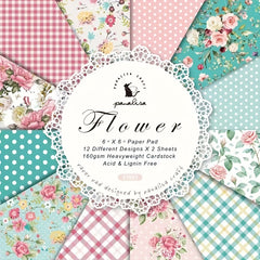 Flower Themed Single Sided Pattern Paper for DIY Albums & Scrapbooks